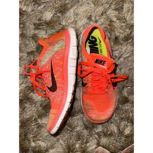 Nike Coral Orange FlyKnit Running Sneakers Tennis Shoes